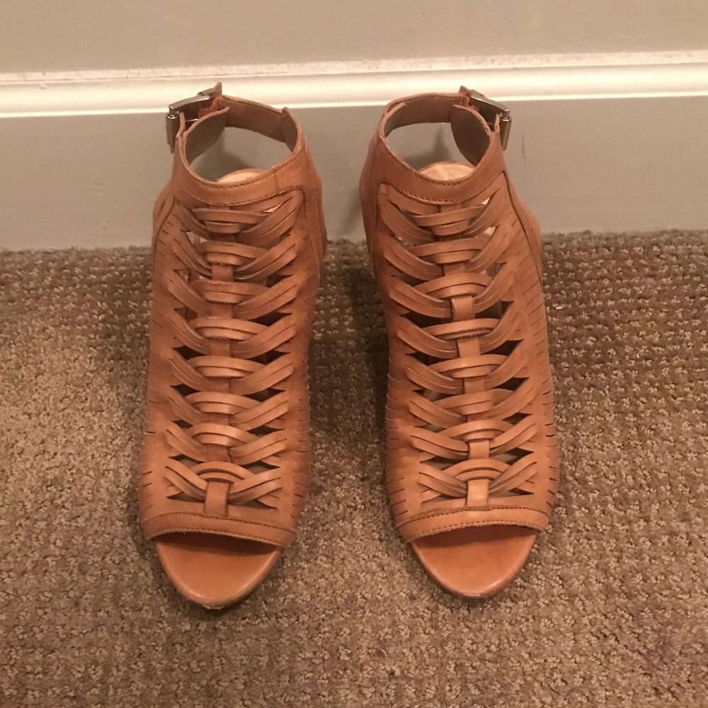 Vince  Camuto Leather Peep-Toe Heels
